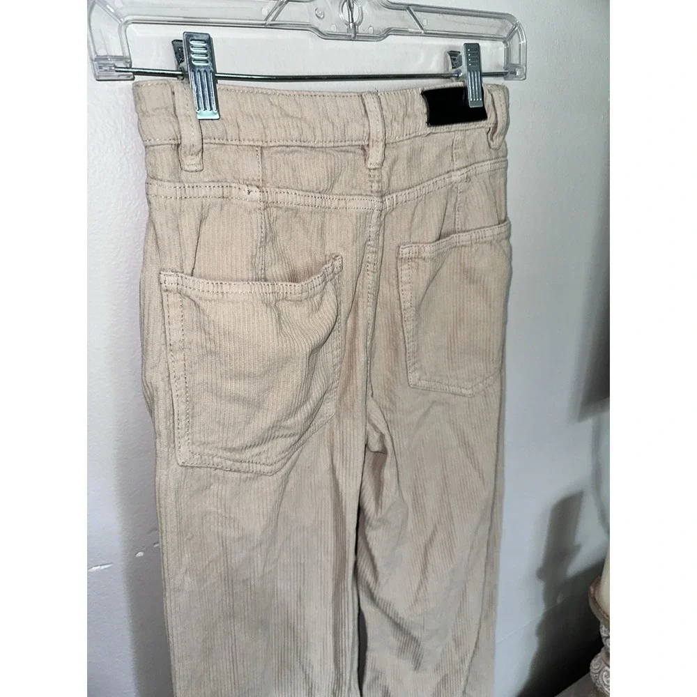 Bershka High‎ Rise Beige Cream Corduroy Wide Leg Pants Size 2 EUC